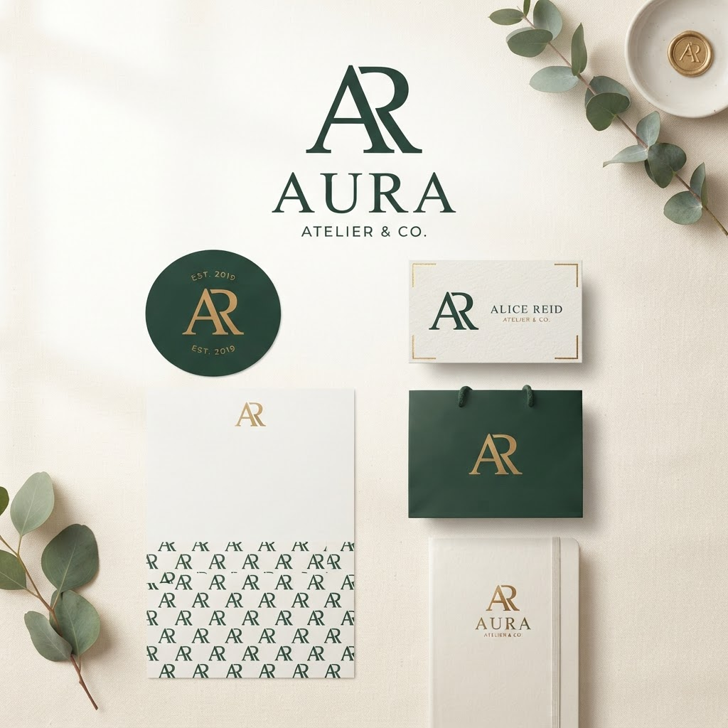 Exemplo de logotipos e marcas criados no Canva